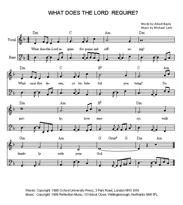 Hymn Sheet for What Does the Lord Require?